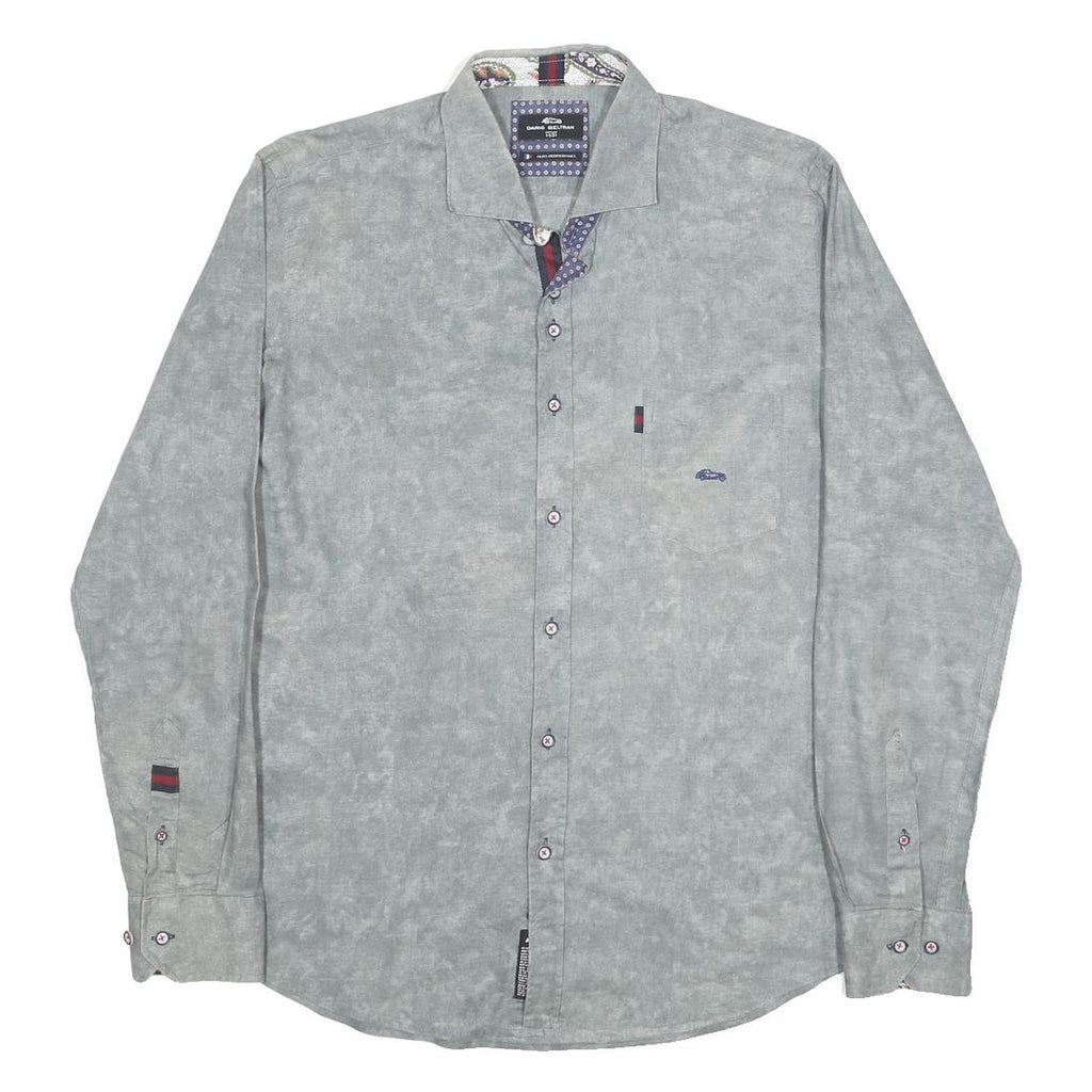 DARIO BELTRAN Mens Grey Cotton Shirt M Casual Long Sleeve Button Down