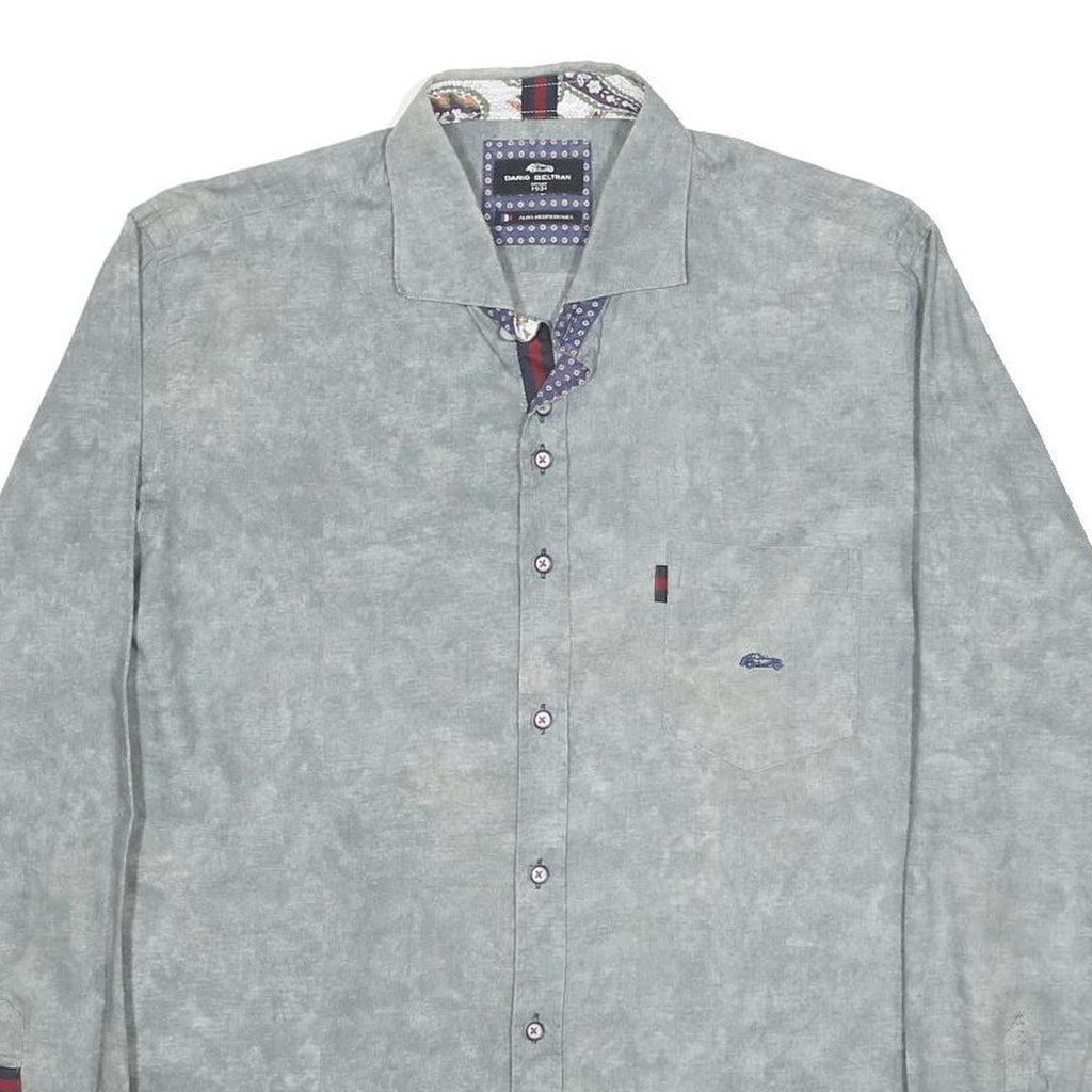 DARIO BELTRAN Mens Grey Cotton Shirt M Casual Long Sleeve Button Down