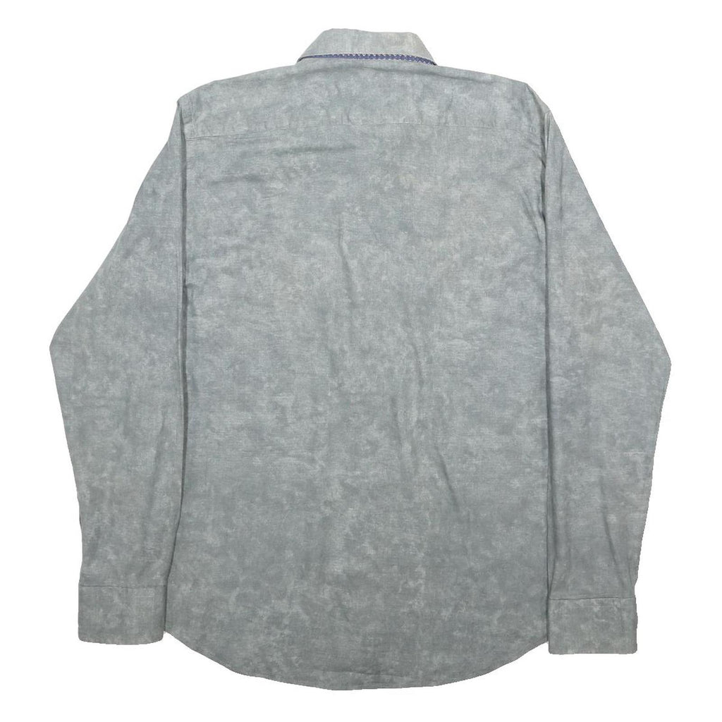 DARIO BELTRAN Mens Grey Cotton Shirt M Casual Long Sleeve Button Down