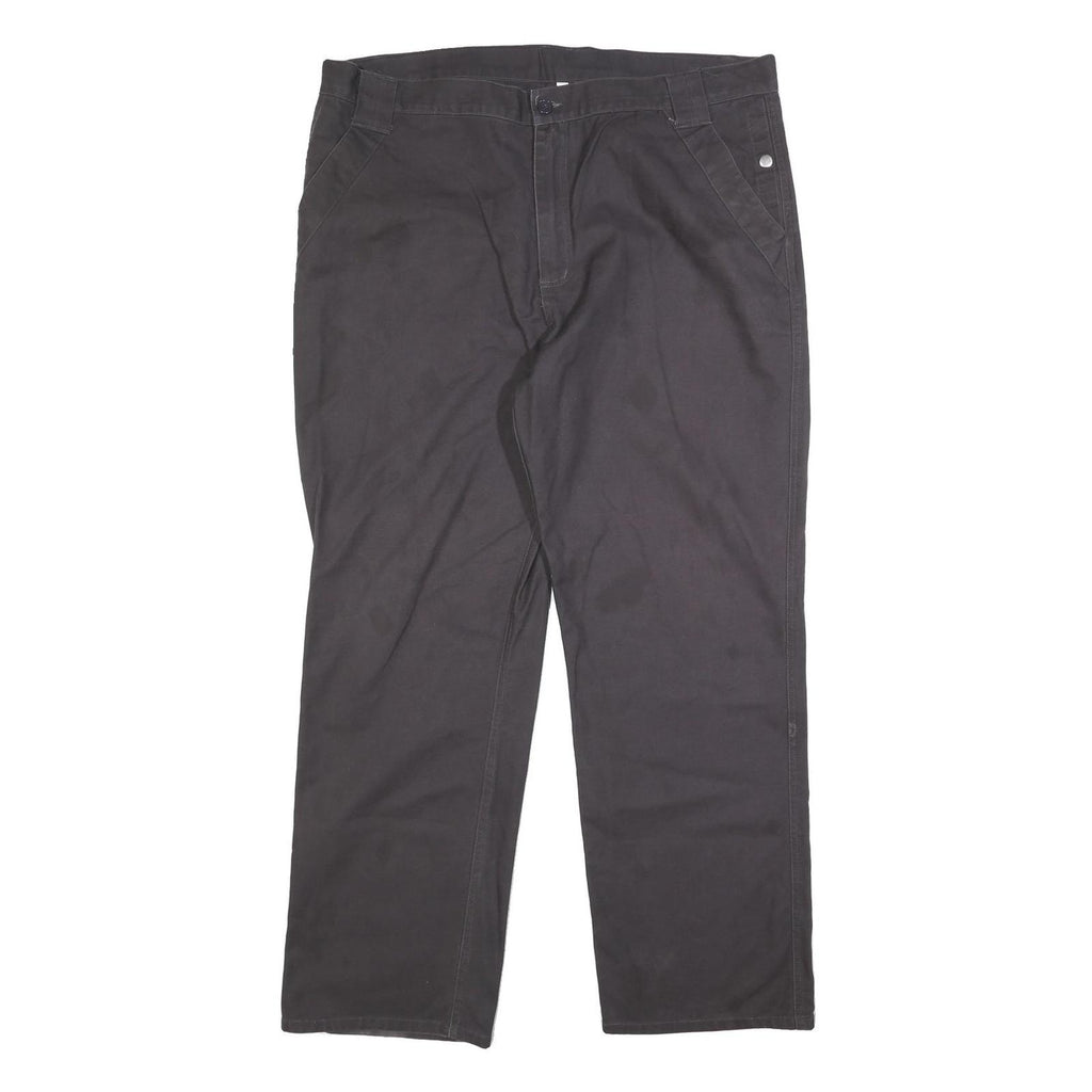 Mens Cotton Regular Fit Black Trousers W40 L31 Zip Closure Classic Style