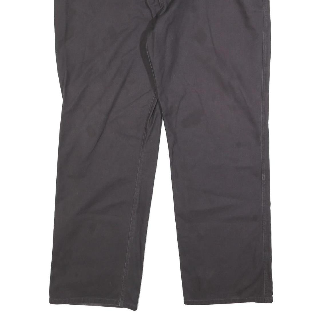 Mens Cotton Regular Fit Black Trousers W40 L31 Zip Closure Classic Style