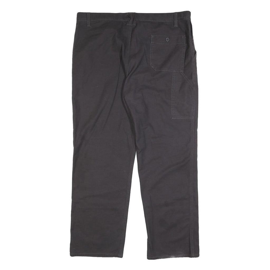 Mens Cotton Regular Fit Black Trousers W40 L31 Zip Closure Classic Style