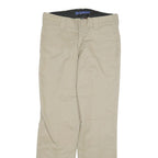 DICKIES Mens Beige Regular Fit Straight Leg Trousers Cotton Blend W32 L32 Zip