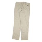 DICKIES Mens Beige Regular Fit Straight Leg Trousers Cotton Blend W32 L32 Zip