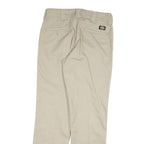 DICKIES Mens Beige Regular Fit Straight Leg Trousers Cotton Blend W32 L32 Zip