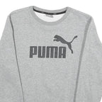 PUMA Mens Grey Cotton Blend Crew Neck Sweatshirt S Classic Logo Pullover