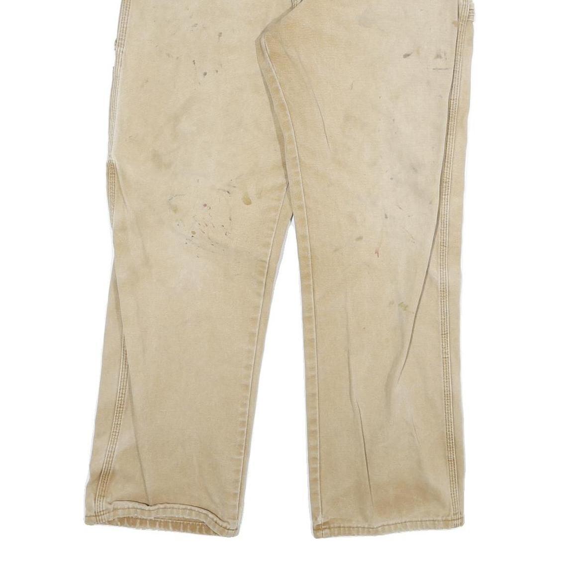 DICKIES Mens Regular Fit Beige Denim Jeans W30 L29 Cotton Blend Zip Workwear