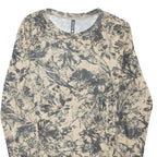CHICOREE Sheer Womens Printed Top Beige Long Sleeve Floral S