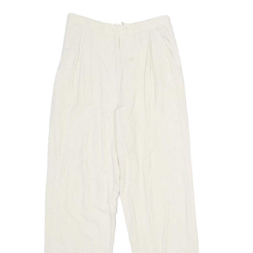 ACKERMANN Womens Classic White Linen Trousers W26 L32 Zip Closure Relaxed Fit