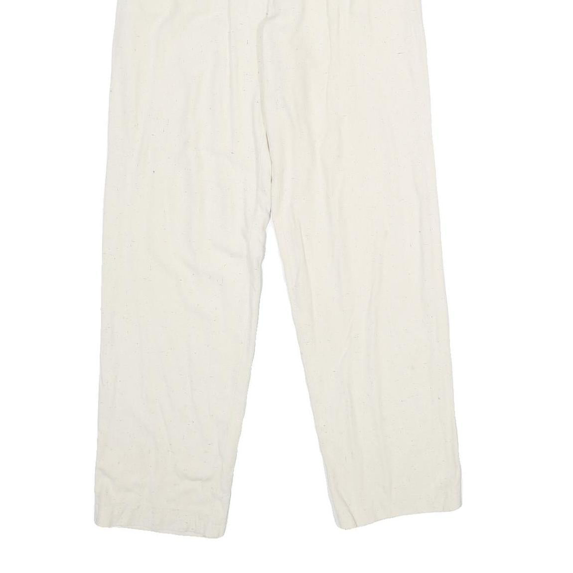 ACKERMANN Womens Classic White Linen Trousers W26 L32 Zip Closure Relaxed Fit