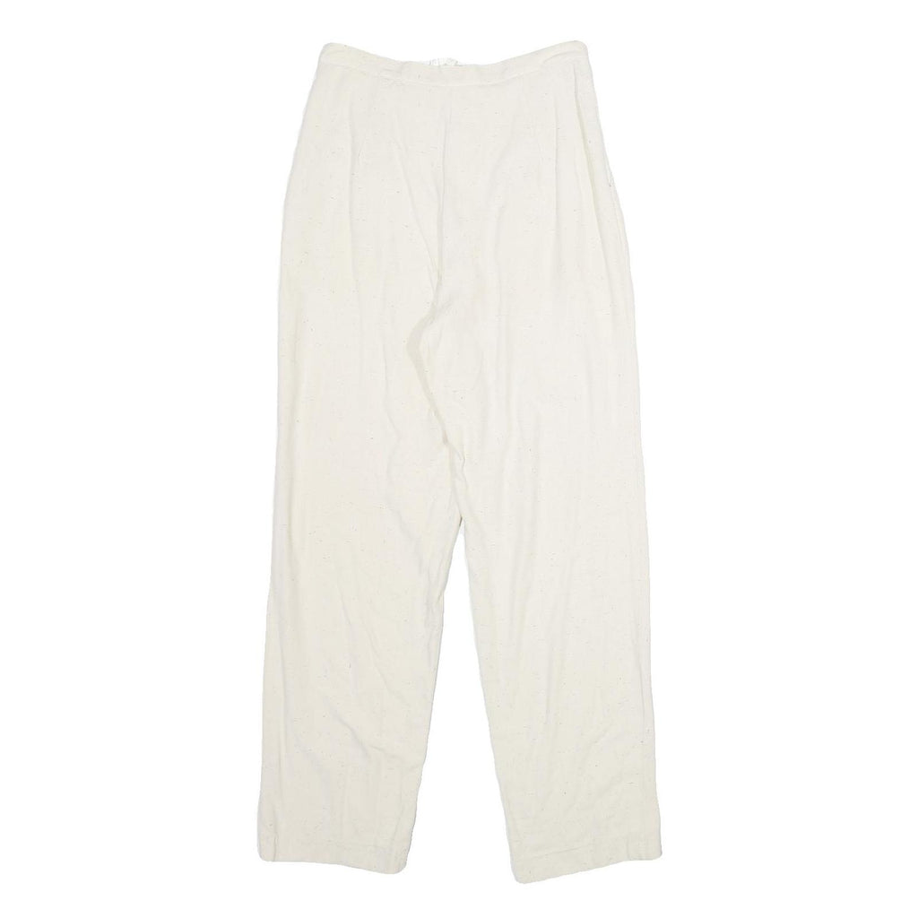 ACKERMANN Womens Classic White Linen Trousers W26 L32 Zip Closure Relaxed Fit