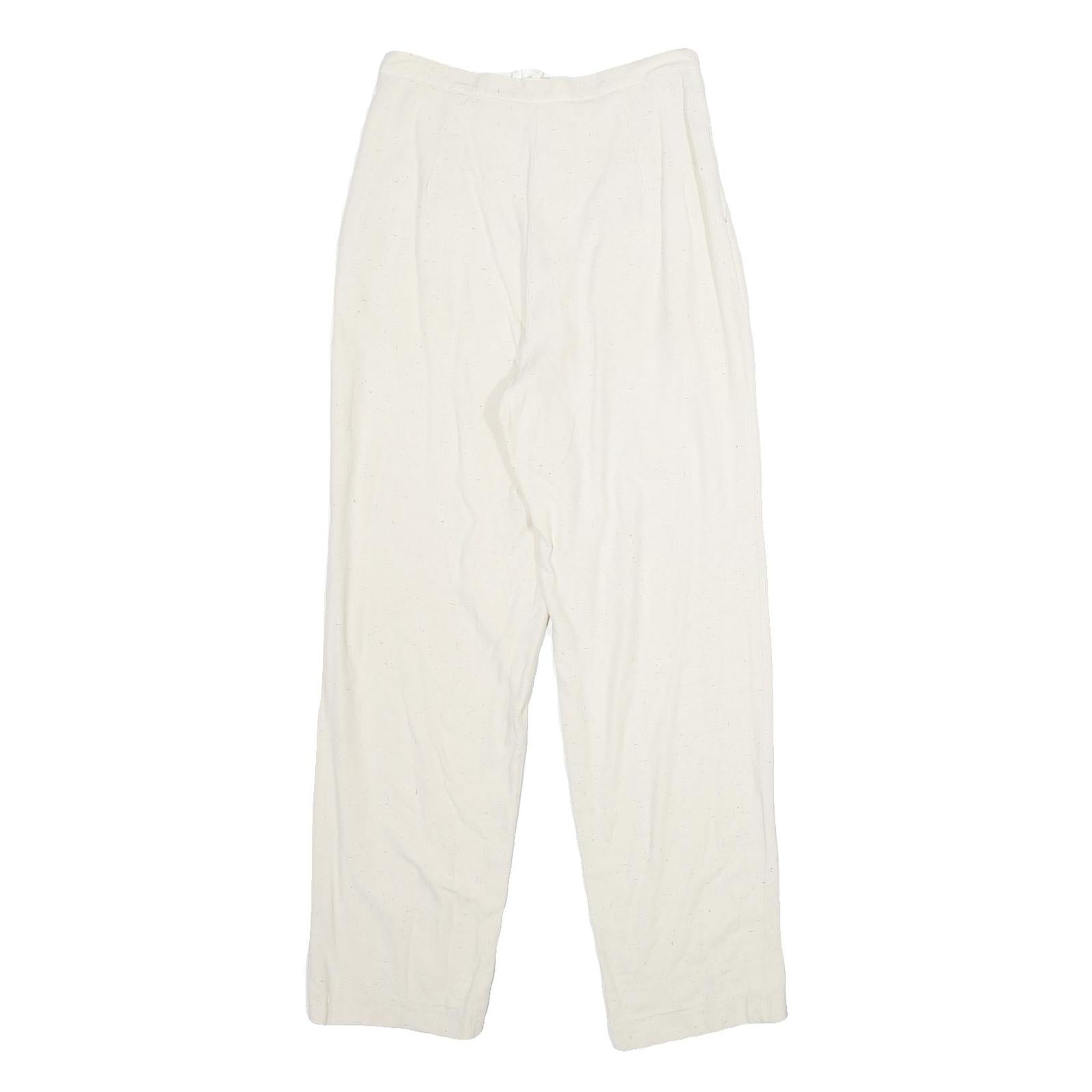 ACKERMANN Womens Classic White Linen Trousers W26 L32 Zip Closure Relaxed Fit