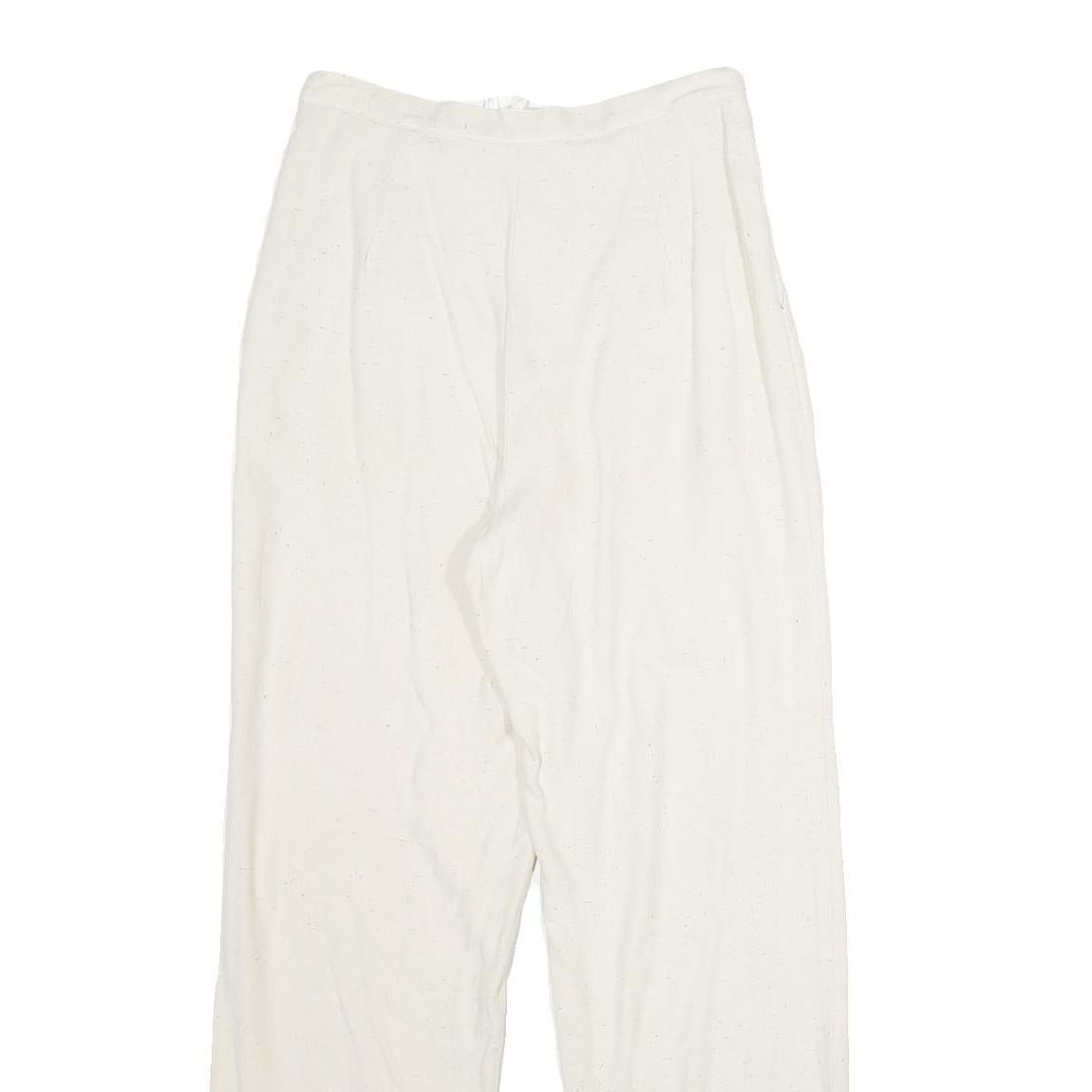 ACKERMANN Womens Classic White Linen Trousers W26 L32 Zip Closure Relaxed Fit