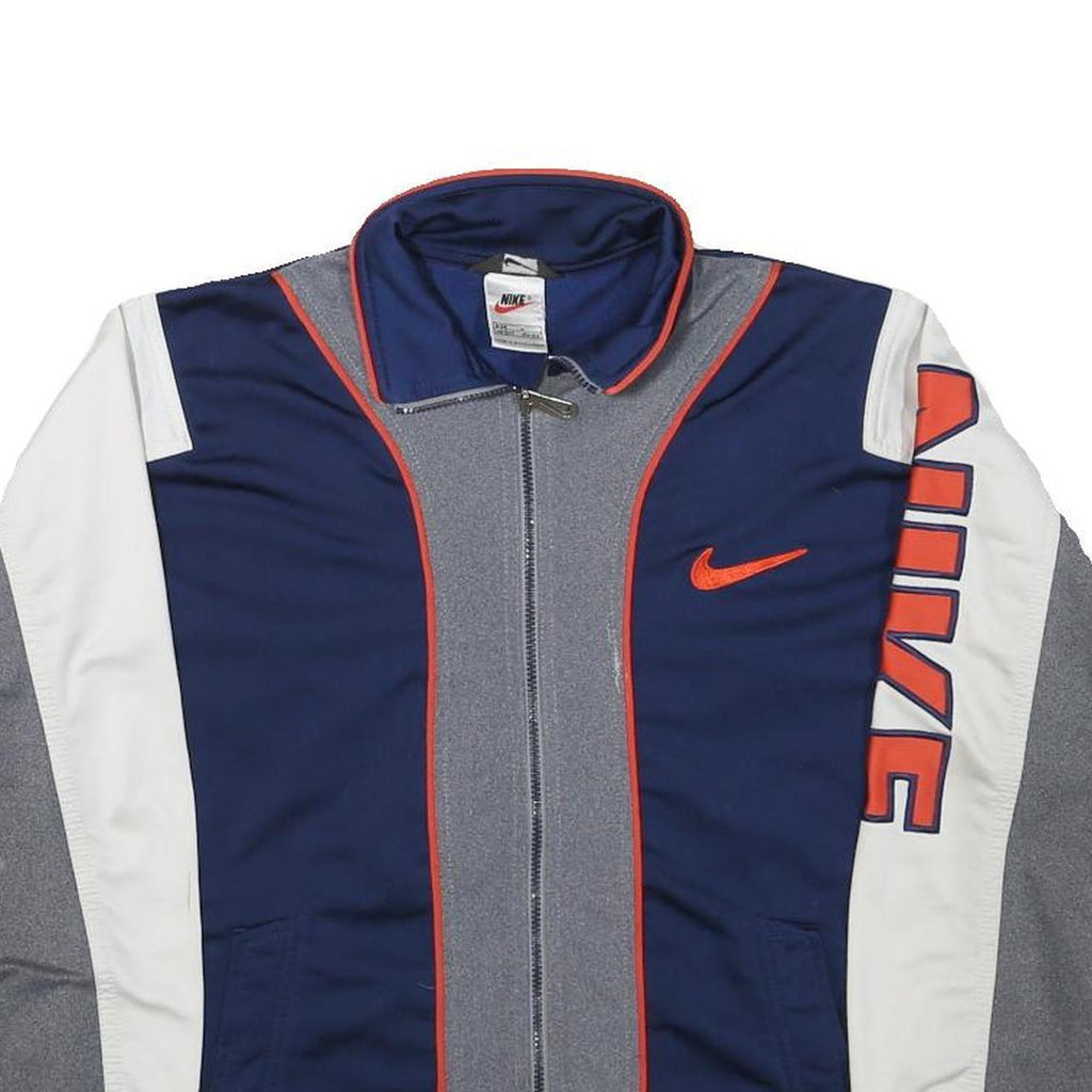 NIKE Boys Navy Blue Grey & White Track Jacket L Polyester Blend Zip