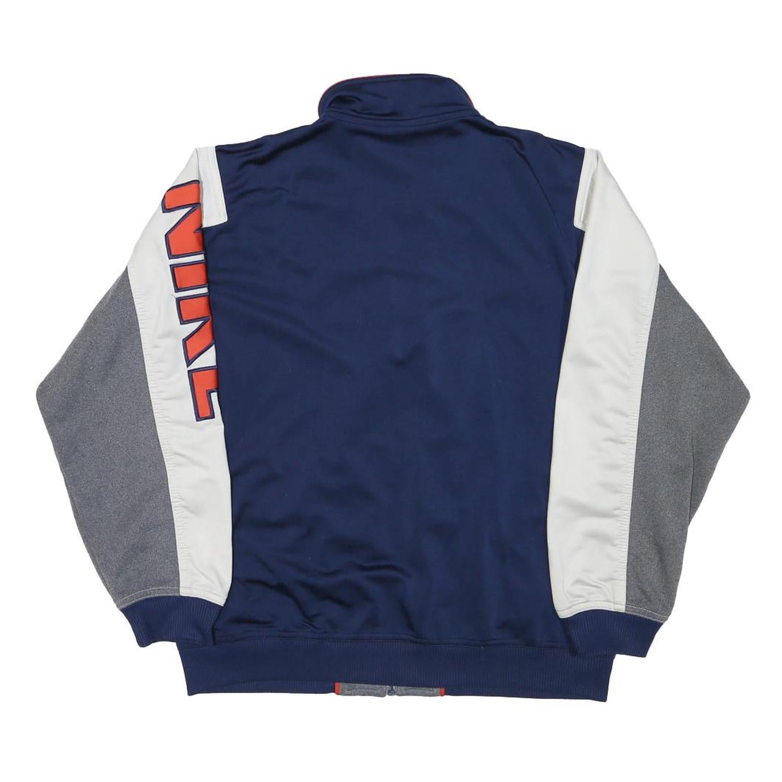 NIKE Boys Navy Blue Grey & White Track Jacket L Polyester Blend Zip