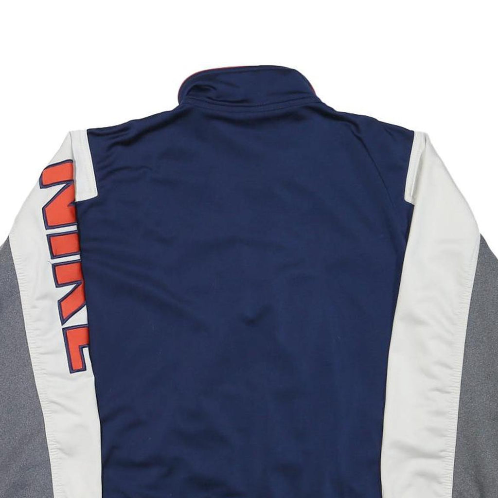 NIKE Boys Navy Blue Grey & White Track Jacket L Polyester Blend Zip