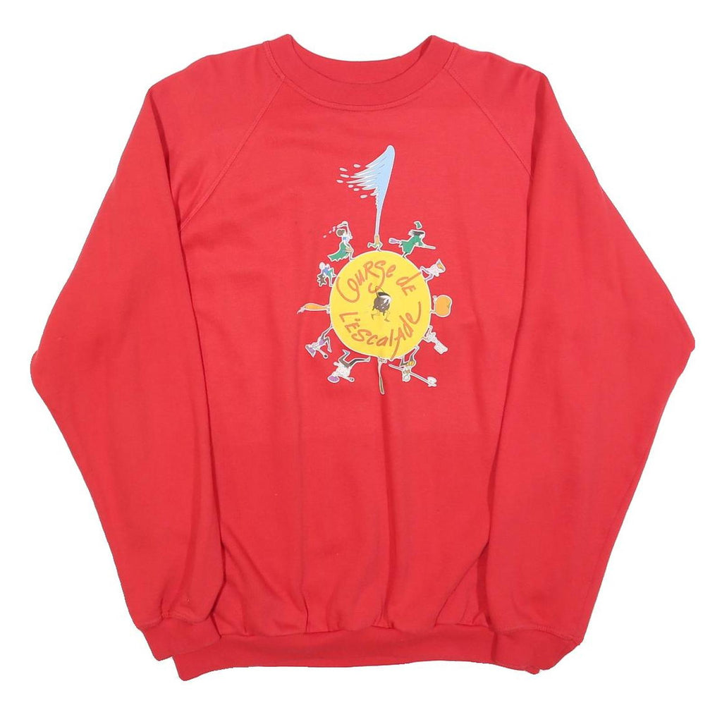 SWITCHER Mens Red Graphic Crew Neck XL Cotton Blend Sweatshirt Casual Pullover