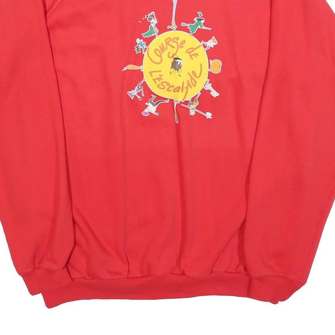 SWITCHER Mens Red Graphic Crew Neck XL Cotton Blend Sweatshirt Casual Pullover