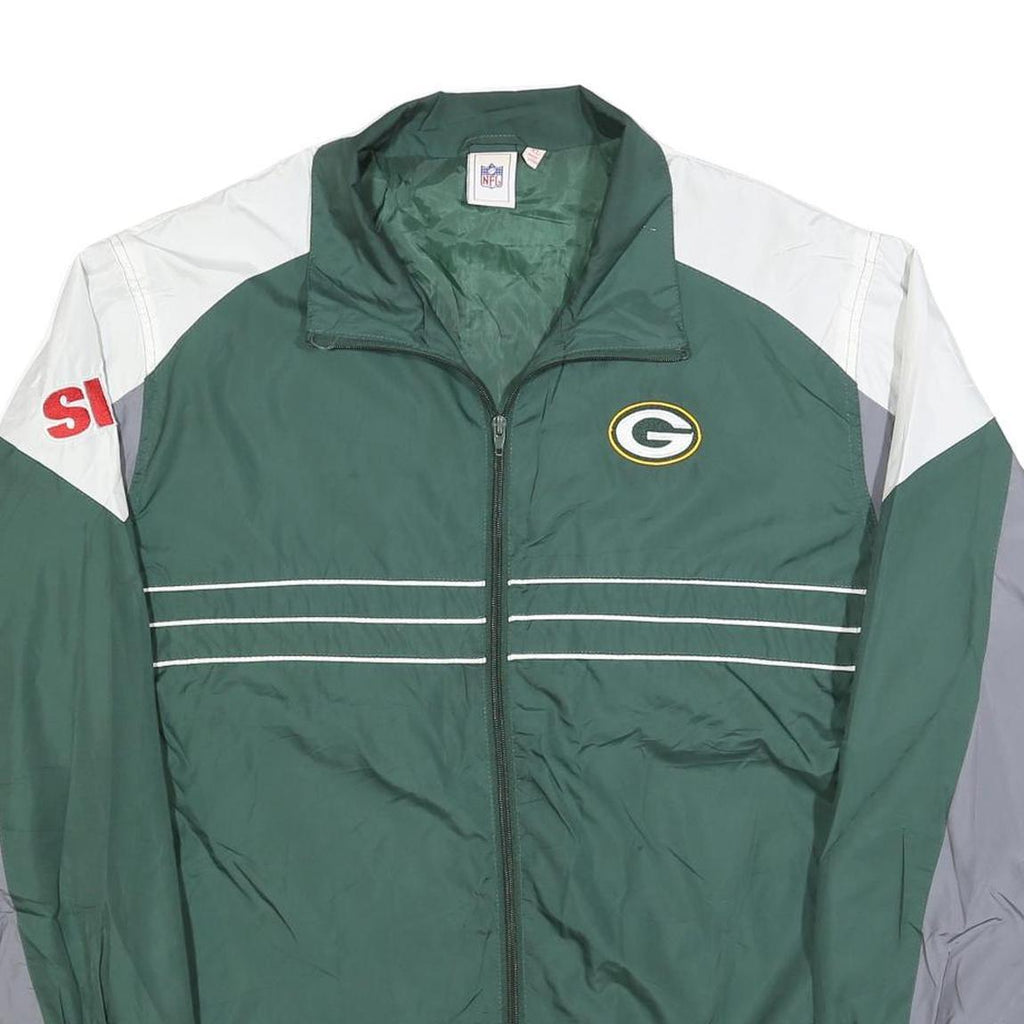 NFL Mens Green White Grey Zip Jacket XL Polyester Blend Plain Sportswear