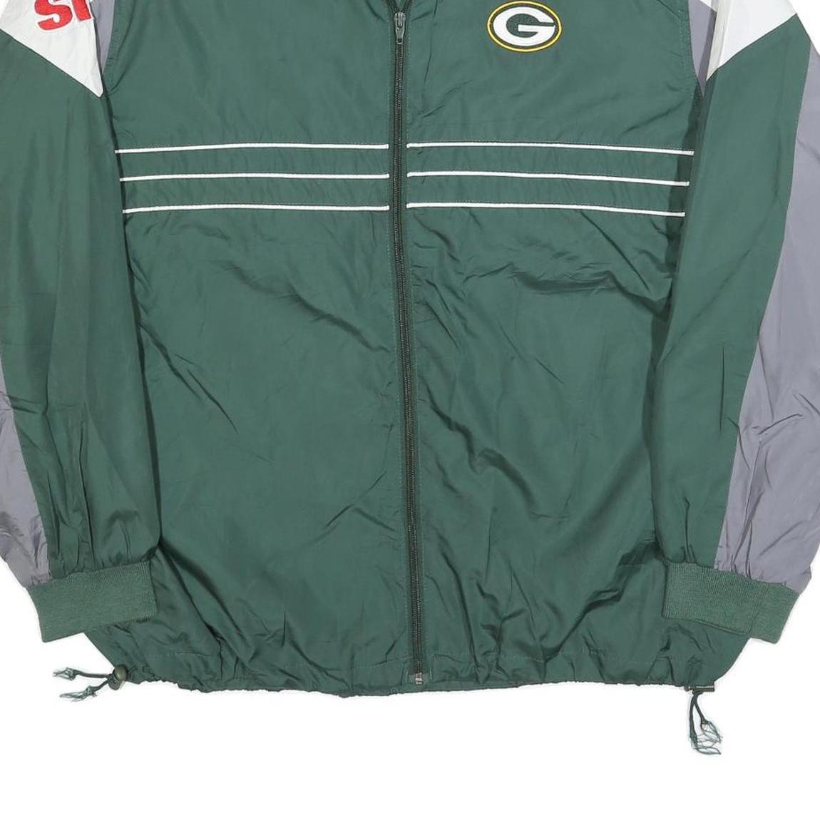 NFL Mens Green White Grey Zip Jacket XL Polyester Blend Plain Sportswear