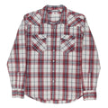 LEVI'S Mens Red & White Plaid Shirt L Cotton Blend Casual Long Sleeve Western