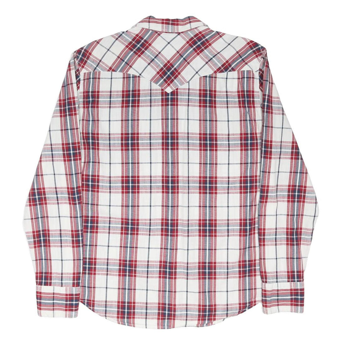 LEVI'S Mens Red & White Plaid Shirt L Cotton Blend Casual Long Sleeve Western