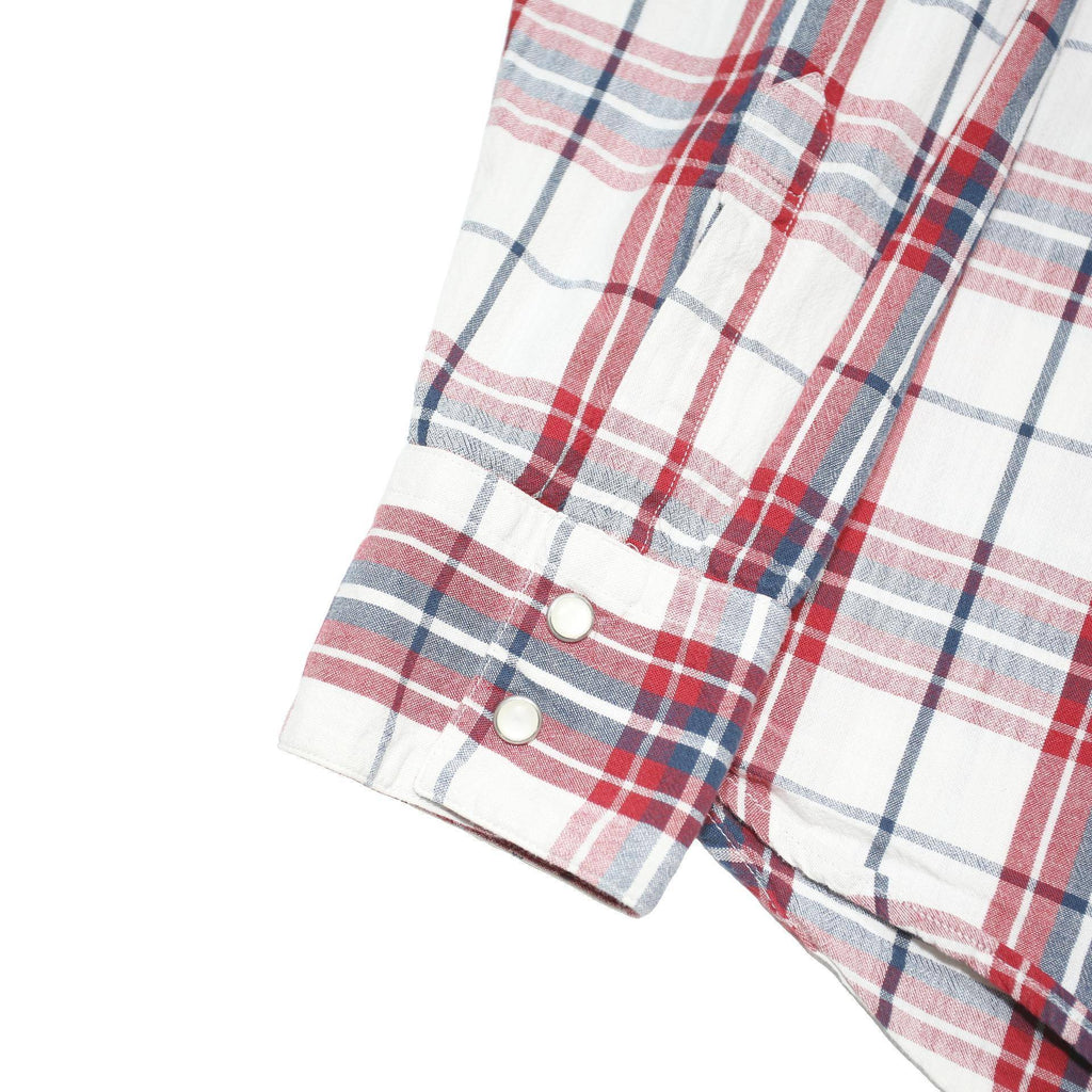 LEVI'S Mens Red & White Plaid Shirt L Cotton Blend Casual Long Sleeve Western