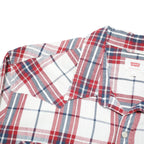LEVI'S Mens Red & White Plaid Shirt L Cotton Blend Casual Long Sleeve Western