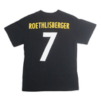 MAJESTIC Mens Black Pittsburgh Steelers Roethlisberger Graphic T-Shirt M Short