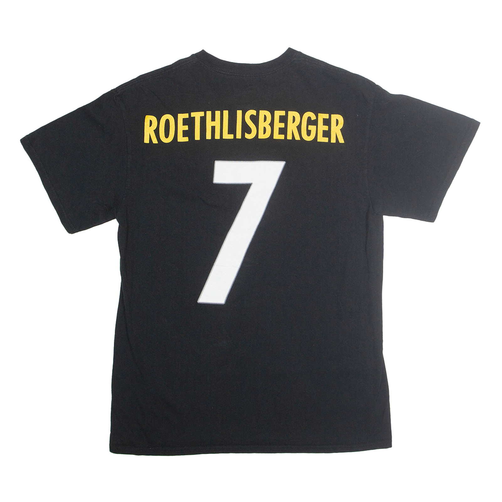 MAJESTIC Mens Black Pittsburgh Steelers Roethlisberger Graphic T-Shirt M Short
