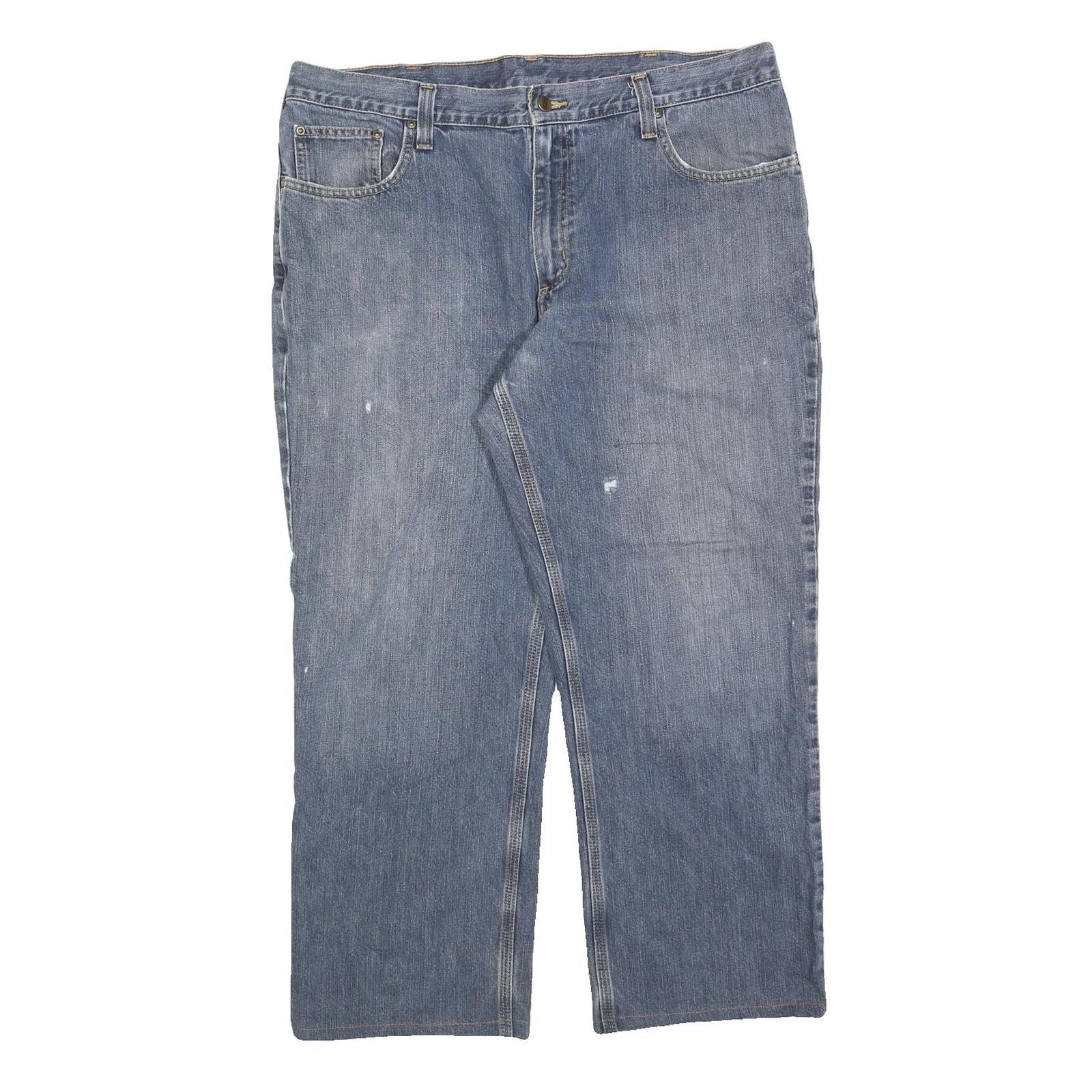 CARHARTT Mens Relaxed Straight Blue Denim Light W38 L27 Cotton Blend Zip Jeans