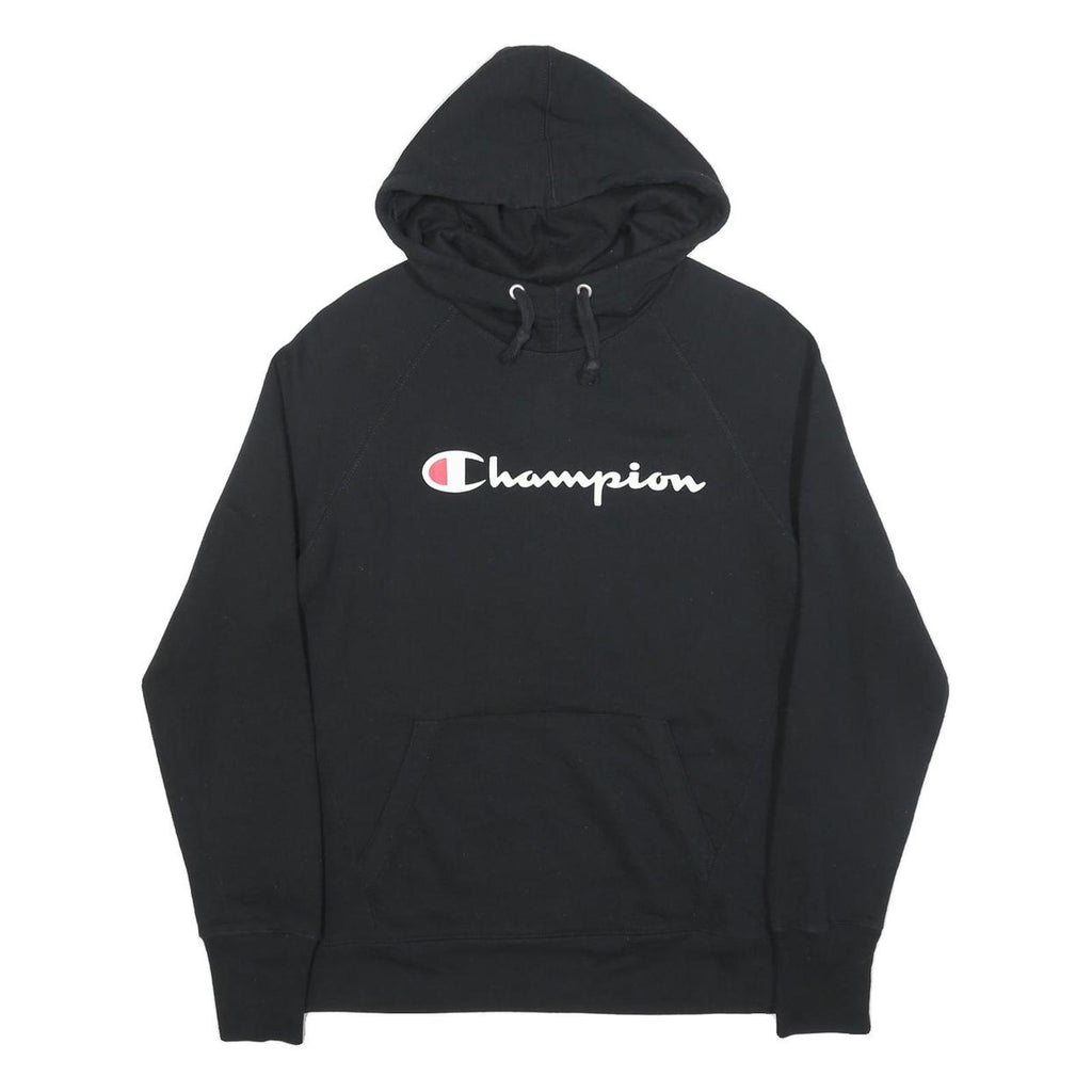 CHAMPION Mens Black Pullover Hoodie M Cotton Blend Casual Sweatshirt