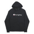 CHAMPION Mens Black Pullover Hoodie M Cotton Blend Casual Sweatshirt