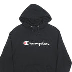 CHAMPION Mens Black Pullover Hoodie M Cotton Blend Casual Sweatshirt