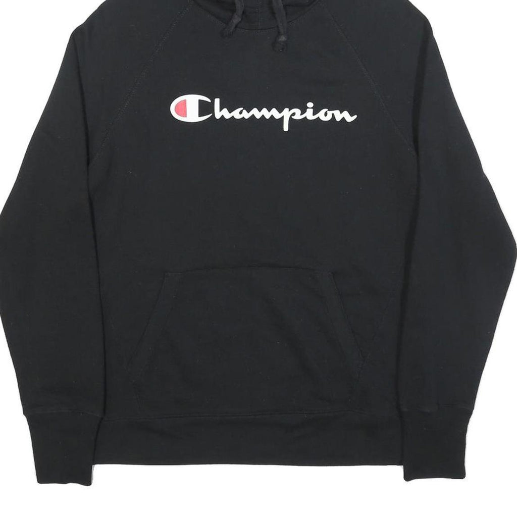 CHAMPION Mens Black Pullover Hoodie M Cotton Blend Casual Sweatshirt
