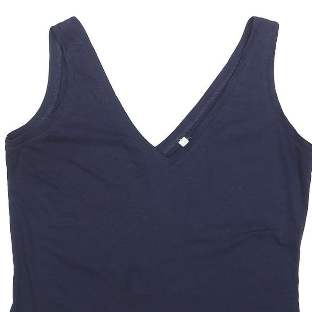 BODEN Womens Navy Blue Cotton Blend Sleeveless V-Neck Top M Casual Summer