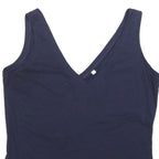 BODEN Womens Navy Blue Cotton Blend Sleeveless V-Neck Top M Casual Summer