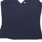BODEN Womens Navy Blue Cotton Blend Sleeveless V-Neck Top M Casual Summer