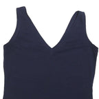 BODEN Womens Navy Blue Cotton Blend Sleeveless V-Neck Top M Casual Summer