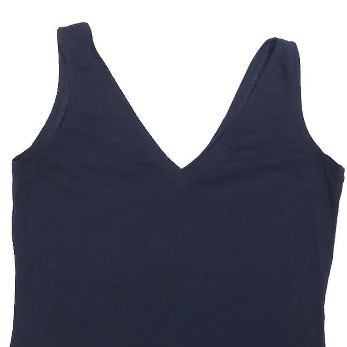 BODEN Womens Navy Blue Cotton Blend Sleeveless V-Neck Top M Casual Summer