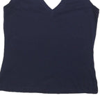 BODEN Womens Navy Blue Cotton Blend Sleeveless V-Neck Top M Casual Summer
