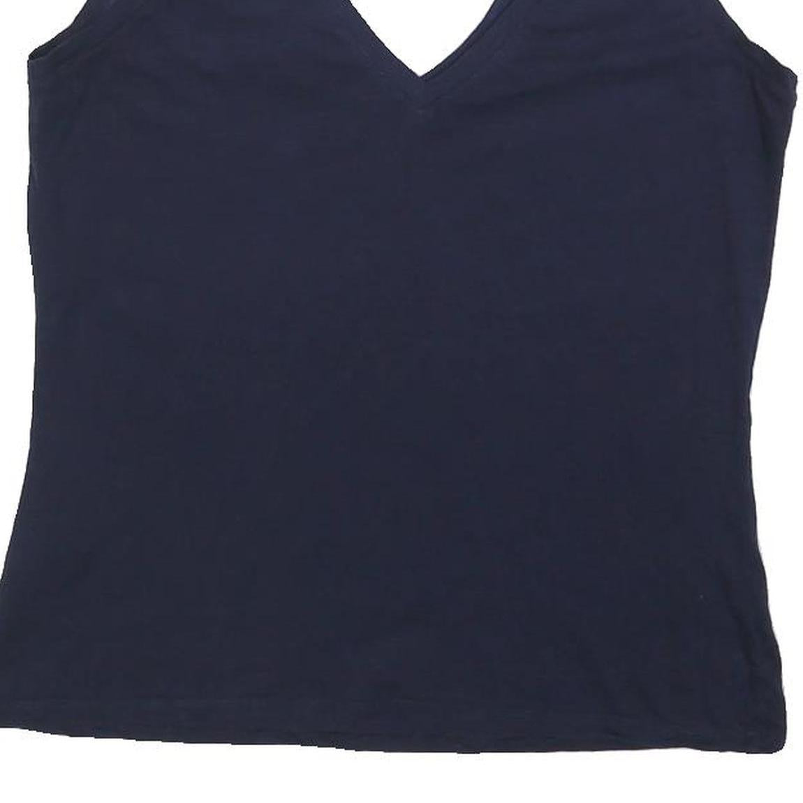 BODEN Womens Navy Blue Cotton Blend Sleeveless V-Neck Top M Casual Summer