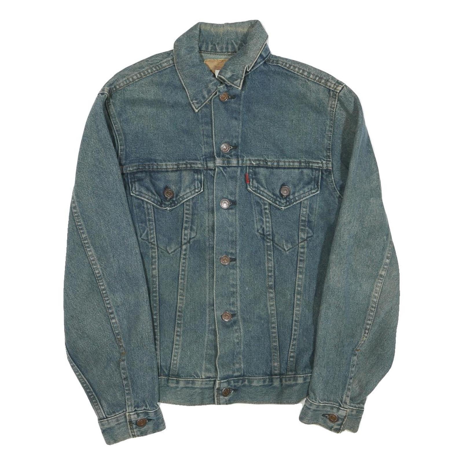 LEVI'S Mens Blue Denim Jacket S Cotton Blend Button Closure Classic Style