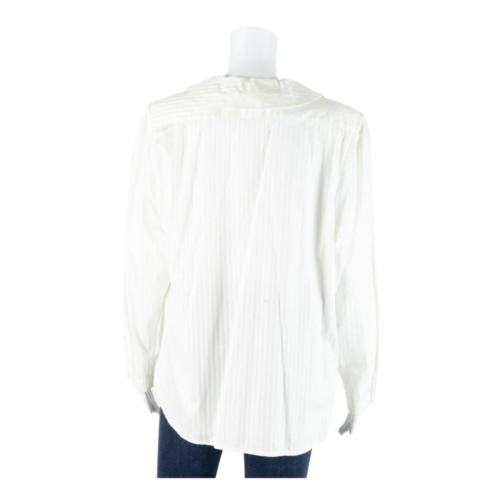 VON DANIELS Womens Shirt White Collared Long Sleeve 90s Striped S