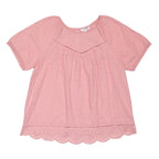 NEXT Womens Pink Printed Top Short Sleeve Round Neck UK 18 Cotton Blend