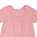NEXT Womens Pink Printed Top Short Sleeve Round Neck UK 18 Cotton Blend