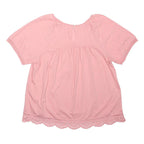 NEXT Womens Pink Printed Top Short Sleeve Round Neck UK 18 Cotton Blend