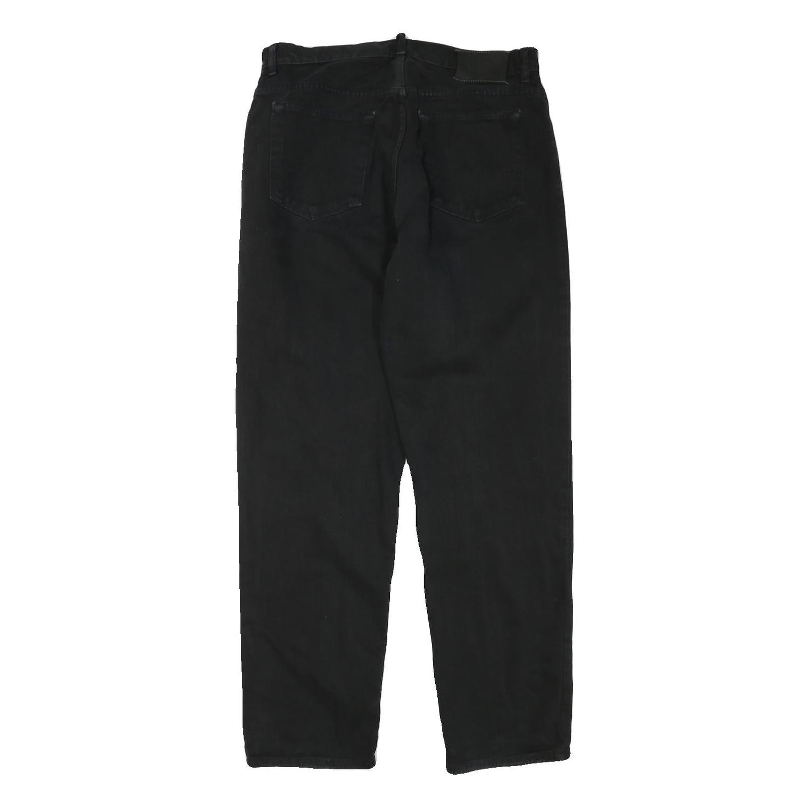 CALVIN KLEIN Mens Black Regular Fit Straight Denim Jeans W32 L31 Zip Cotton