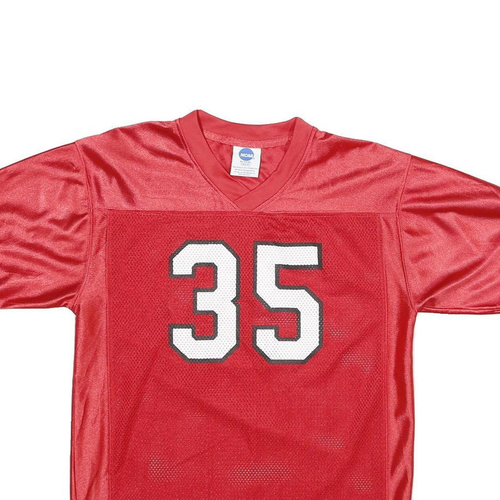 NCAA Mens Red Football Style T-Shirt M Short Sleeve V-Neck Sports Number 35