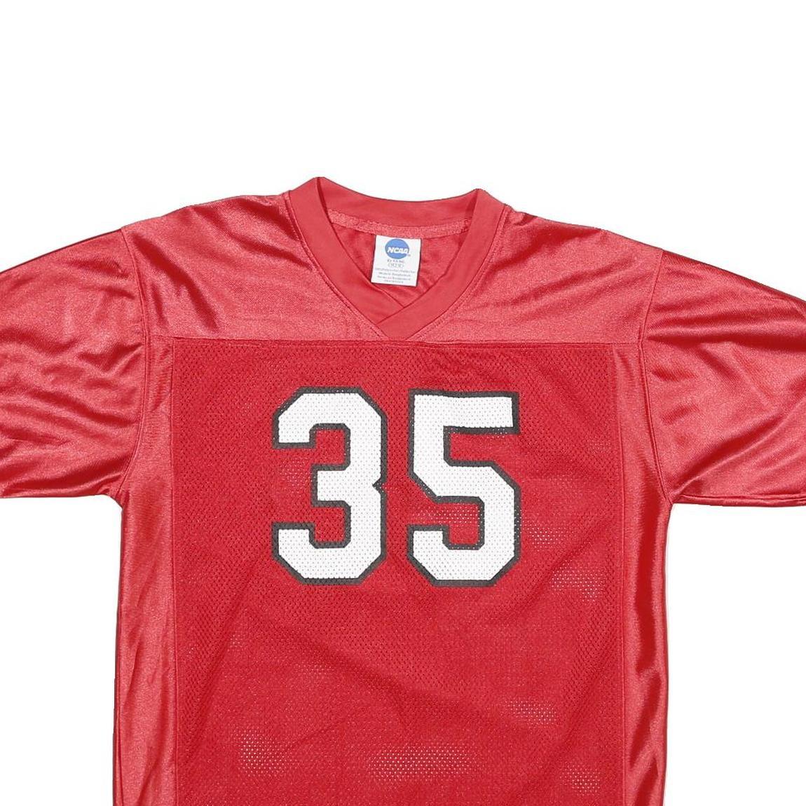 NCAA Mens Red Football Style T-Shirt M Short Sleeve V-Neck Sports Number 35